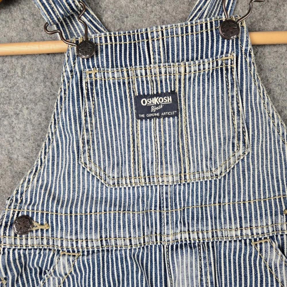OshKosh B'gosh Hickory Stripe Overalls Kids 24M Blue White Railroad Carpenter